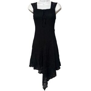 KIRIOUS LOS ANGELES Black Lace Asymmetrical Hem Mini Dress XS